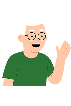 Ilustrasi seorang kakek melambai